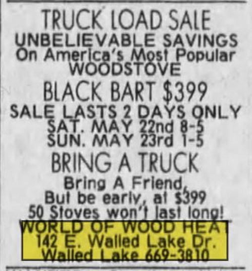Dick Morris Chevrolet (Walled Lake Chrysler Plymouth) - May 1982 World Of Wood Heat (newer photo)